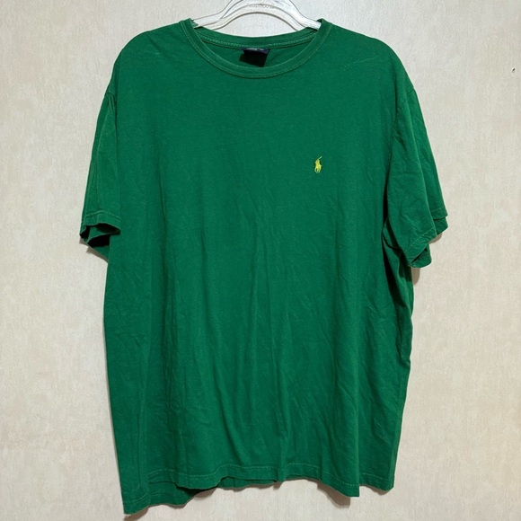 Vintage Polo Ralph Lauren Green Yellow Pony Cotton Short Sleeve T Shirt - Picture 1 of 4
